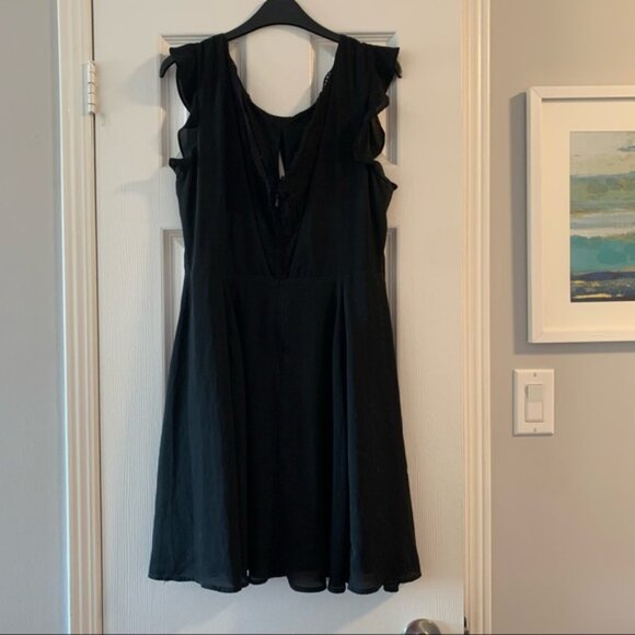 Express Black Fit & Flare Dress with Lace Detail 10 - Picture 5 of 12